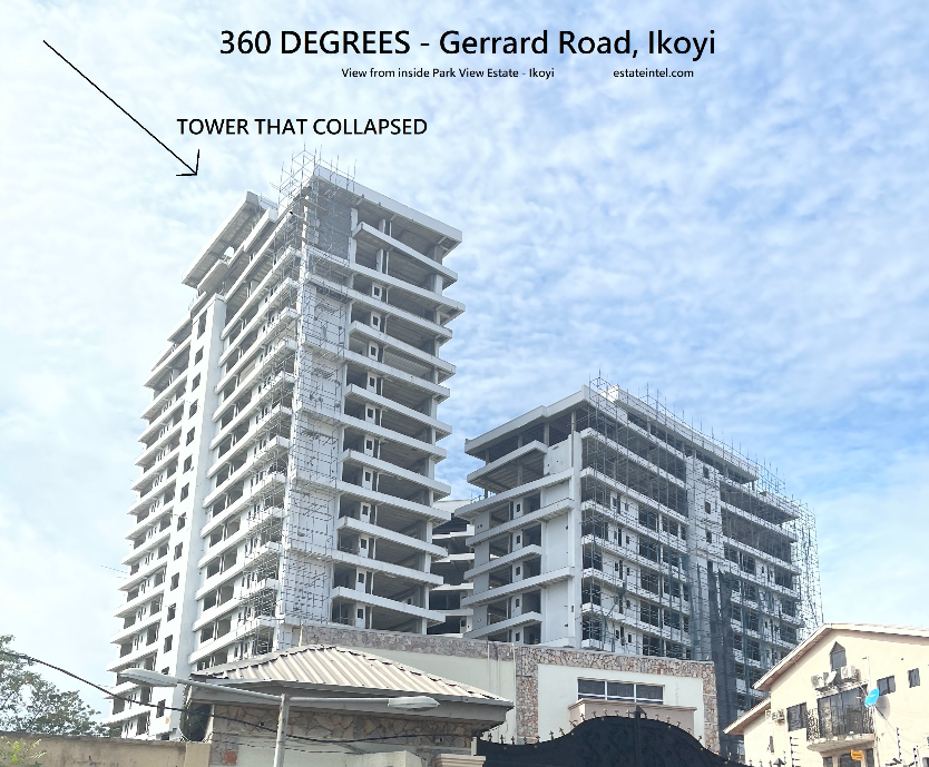 One of Three Towers in 360 Degrees Ikoyi Collapses